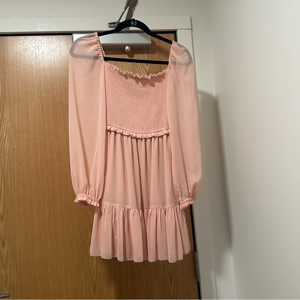 Wilfred Pink Sheer Long Sleeve Dress from Aritzia
